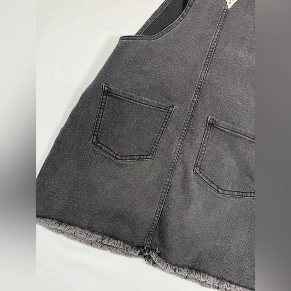 OSHKOSH BGOSH Girls Denim Jumper‎ Dress Size 10 Gray Zip Front Overall Style